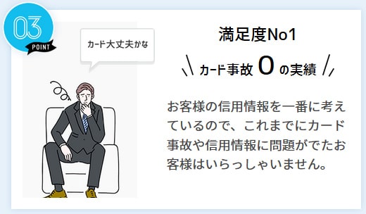 どんなときもクレジットはカード事故0の実績