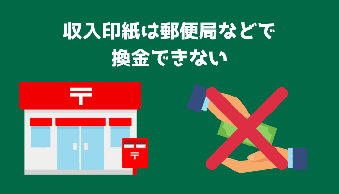 収入印紙は郵便局などで換金できない